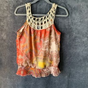 Peach Colorful Tank top with Knit Straps